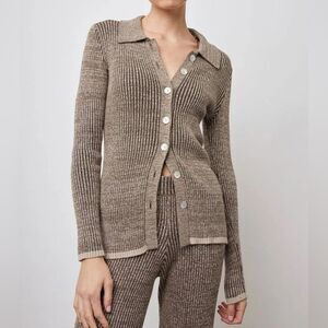Rails Rory Sweater in Brown Multi Luxury Women’s Cardigan Ribbed Silk Blend S